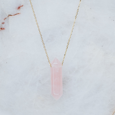 Rose Quartz Point Necklace